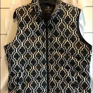 Lands’ End Down Feather Full Zip Vest Size Large (14-16) Black and White